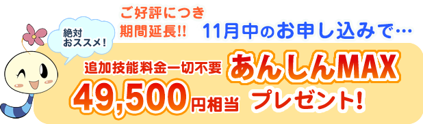 ご好評につき期間延長！11/30までのご入所であんしんMAXついてくる！